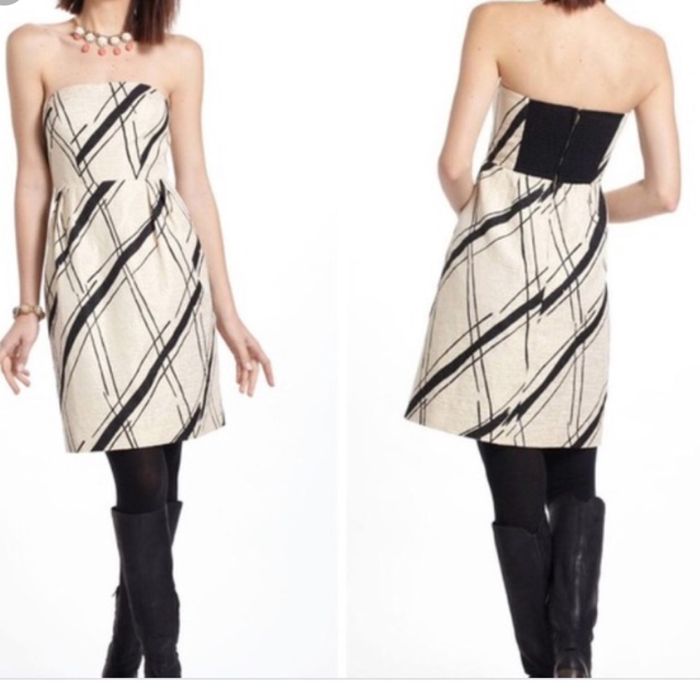 Anthro |Girls From Savoy Dashed Gilt Brocade Dress